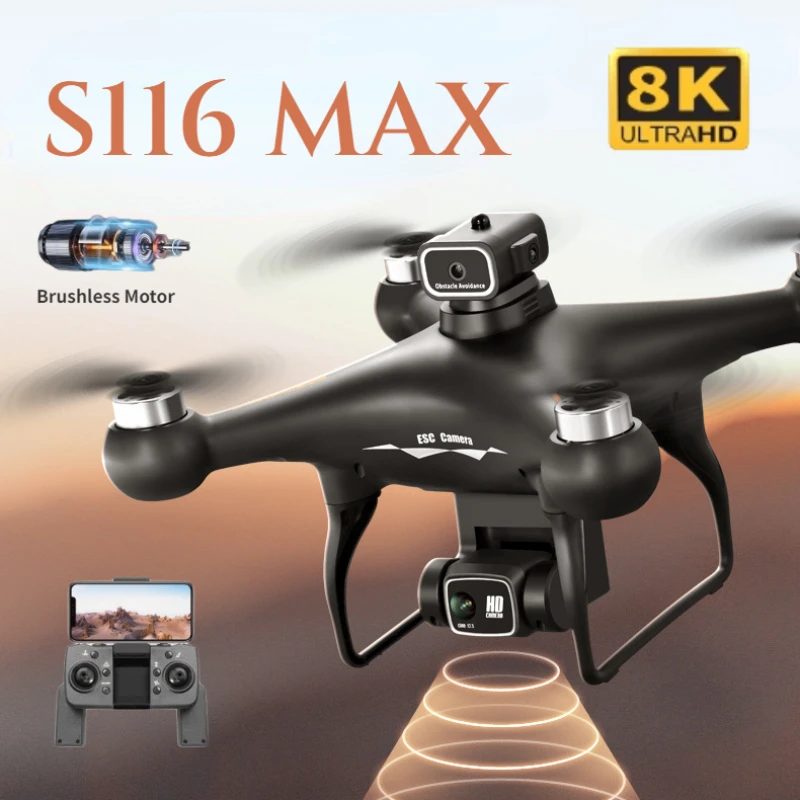 S116 MAX Drone Professional with 3 Batteries 8K Dual Camera Optical Flow Brushless 360° Obstacle Avoidance WIFI FPV RC Dron Toys S116 MAX Drone Professional with 3 Batteries 8K Dual Camera Optical Flow Brushless 360° Obstacle Avoidance WIFI FPV RC Dron Toys