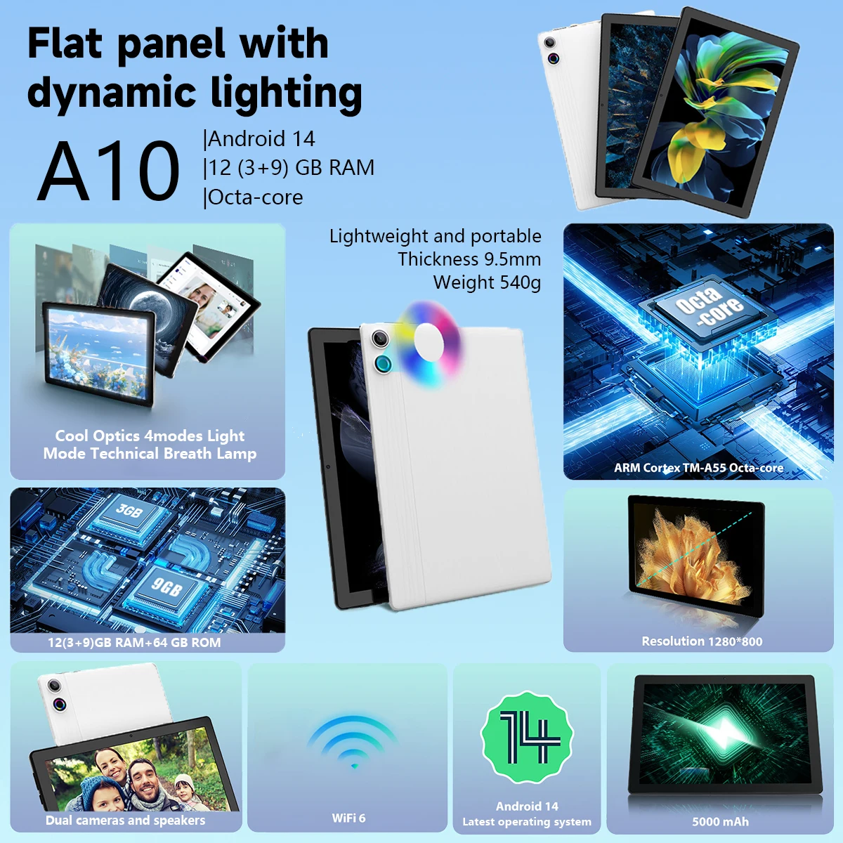 10 Inch Tablet Android 14 A523 Octa Core 12GB RAM 64GB ROM(TF 1TB) 5000mAh Face Unlocked Dual Carmera Keyboard Mouse Set PC Pad 10 Inch Tablet Android 14 A523 Octa Core 12GB RAM 64GB ROM(TF 1TB) 5000mAh Face Unlocked Dual Carmera Keyboard Mouse Set PC Pad