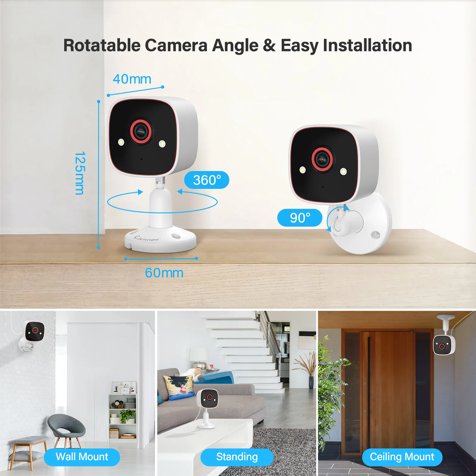 Jennov 2PCS Indoor/Outdoor Cameras 1296P Pet  Camera WiFi Camera Baby Monitor Color Night Vision 2-Way Audio for Home Security Jennov 2PCS Indoor/Outdoor Cameras 1296P Pet  Camera WiFi Camera Baby Monitor Color Night Vision 2-Way Audio for Home Security