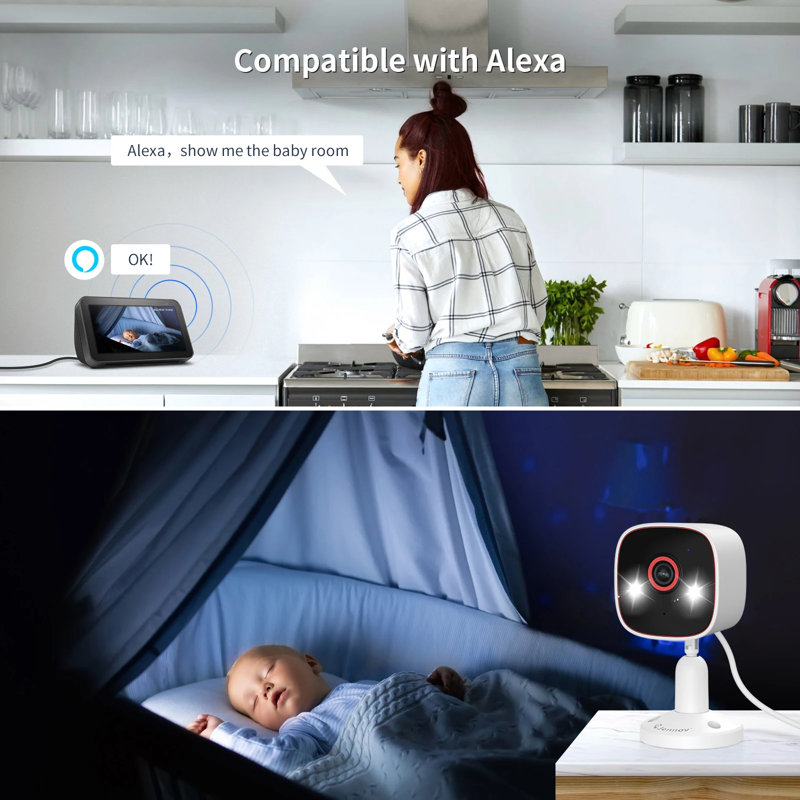 Jennov 2PCS Indoor/Outdoor Cameras 1296P Pet  Camera WiFi Camera Baby Monitor Color Night Vision 2-Way Audio for Home Security Jennov 2PCS Indoor/Outdoor Cameras 1296P Pet  Camera WiFi Camera Baby Monitor Color Night Vision 2-Way Audio for Home Security