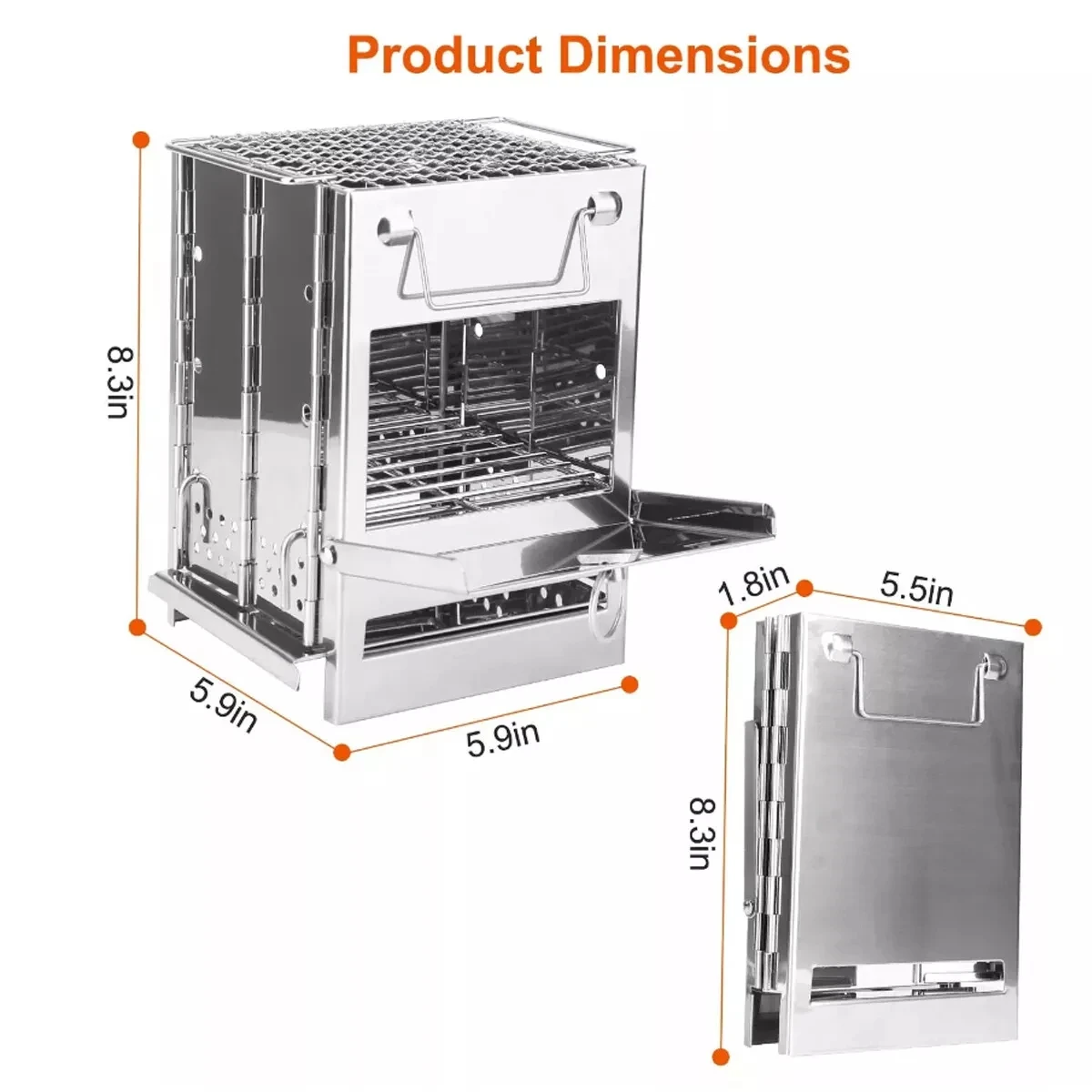 Stainless Steel Wood-burning Stove Lightweight Compact Camping Stove Portable Folding Wood Stove For Outdoor Camping Hiking Stainless Steel Wood-burning Stove Lightweight Compact Camping Stove Portable Folding Wood Stove For Outdoor Camping Hiking