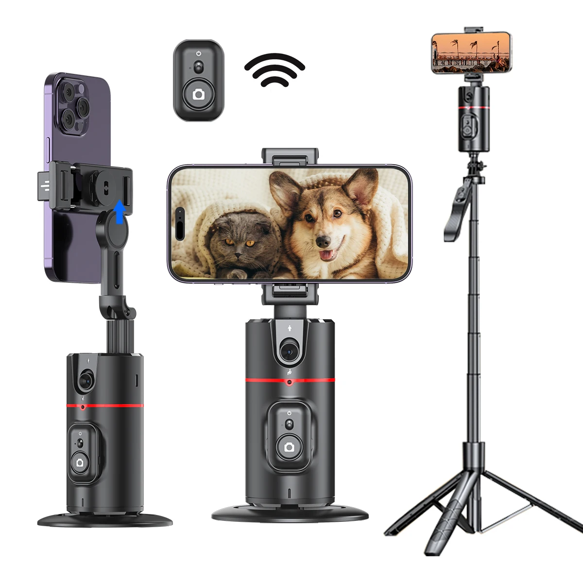 Selfieshow P02 Gimbal 360 Rotation AI Automatic Tracking Shooting Stabilizer Detachable Phone Clip Mini Selfie Stick PhoneHolder Selfieshow P02 Gimbal 360 Rotation AI Automatic Tracking Shooting Stabilizer Detachable Phone Clip Mini Selfie Stick PhoneHolder