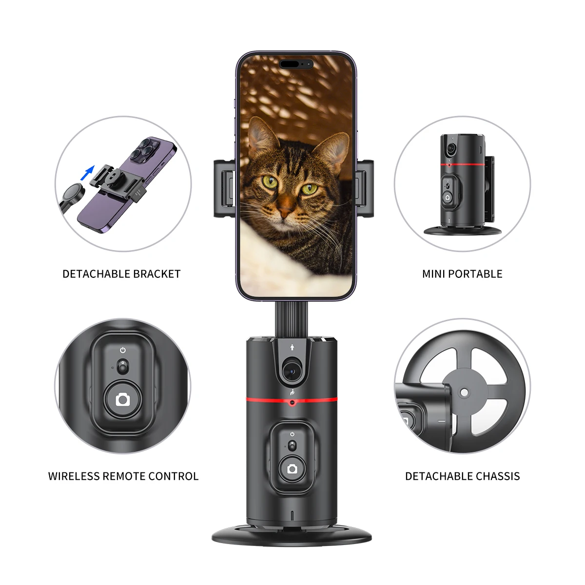 Selfieshow P02 Gimbal 360 Rotation AI Automatic Tracking Shooting Stabilizer Detachable Phone Clip Mini Selfie Stick PhoneHolder Selfieshow P02 Gimbal 360 Rotation AI Automatic Tracking Shooting Stabilizer Detachable Phone Clip Mini Selfie Stick PhoneHolder