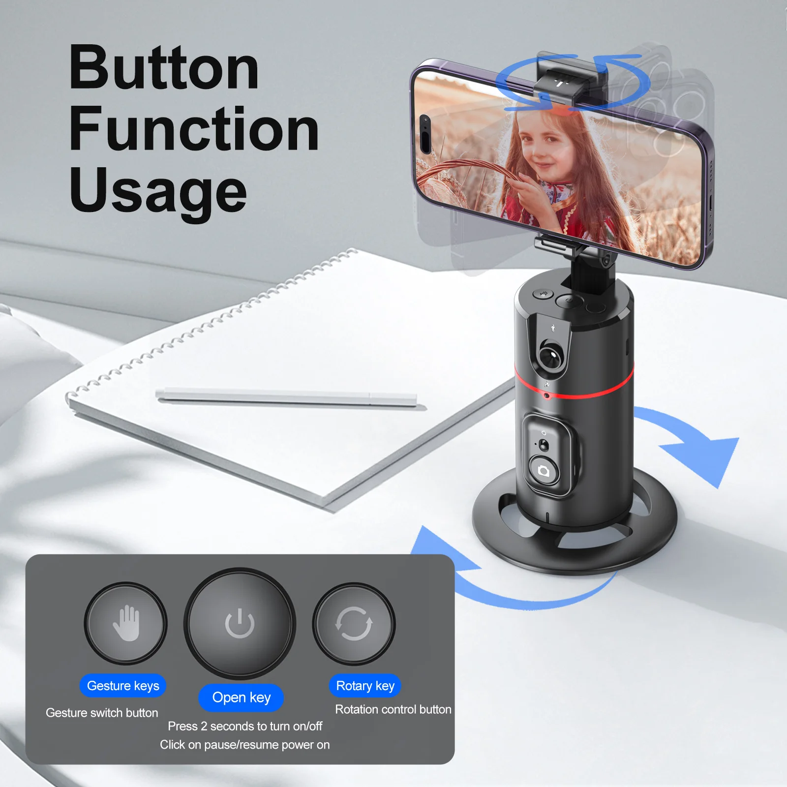 Selfieshow P02 Gimbal 360 Rotation AI Automatic Tracking Shooting Stabilizer Detachable Phone Clip Mini Selfie Stick PhoneHolder Selfieshow P02 Gimbal 360 Rotation AI Automatic Tracking Shooting Stabilizer Detachable Phone Clip Mini Selfie Stick PhoneHolder