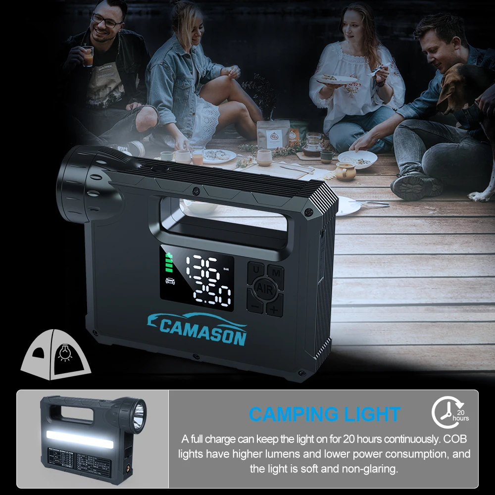 5 in 1 Car Jump Starter with air Compressor Portable Flashlight Starting Device Power Bank Battery Automotive Booster start 5 in 1 Car Jump Starter with air Compressor Portable Flashlight Starting Device Power Bank Battery Automotive Booster start