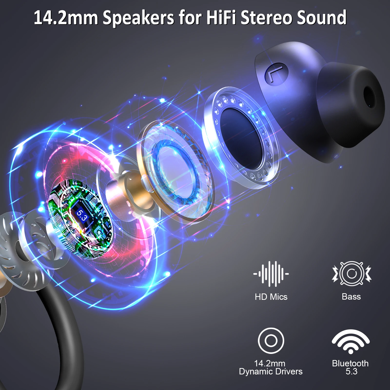 Wireless Earbuds, Bluetooth 5.3 Earbuds Stereo Bass, in-Ear Noise Cancelling Mic, Earphones IP7 Waterproof Sports, 40H Playback. Wireless Earbuds, Bluetooth 5.3 Earbuds Stereo Bass, in-Ear Noise Cancelling Mic, Earphones IP7 Waterproof Sports, 40H Playback.