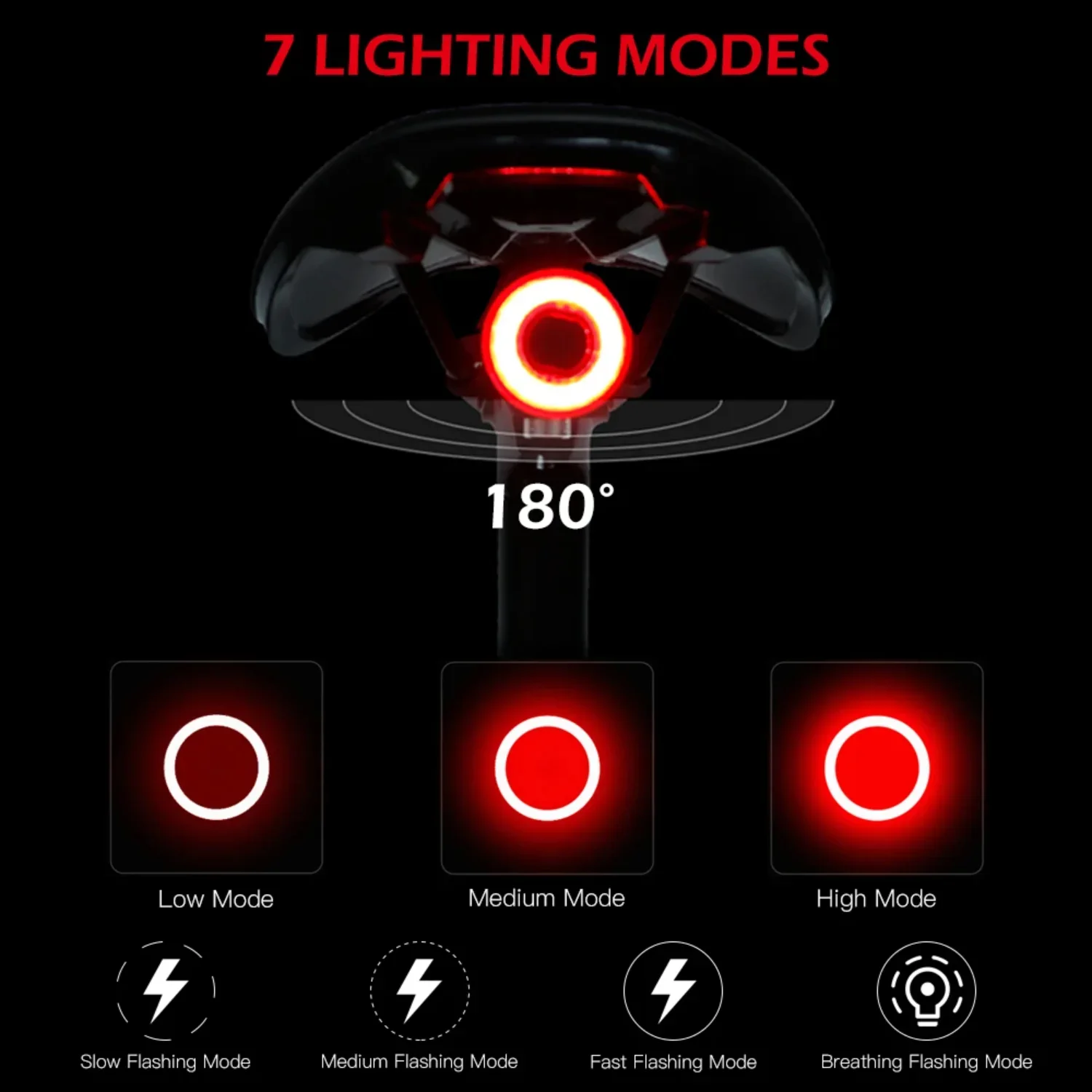 Smart Bike Tail Light Back Brake Light Waterproof USB Rechargeable Safety Taillight Rear Bicycle Flashlight Mtb Accessory Smart Bike Tail Light Back Brake Light Waterproof USB Rechargeable Safety Taillight Rear Bicycle Flashlight Mtb Accessory