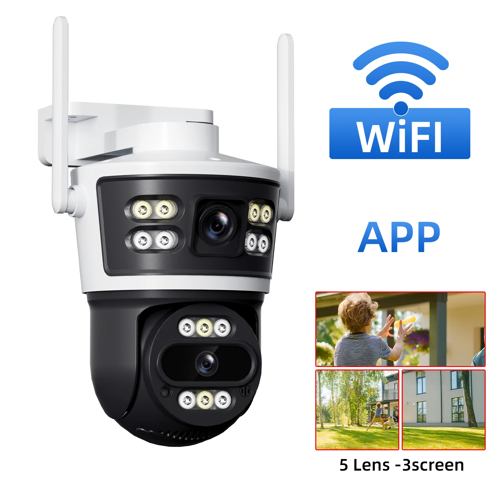 2Pcs Dual Lens WiFi Camera Smart Home Security PTZ IP Cameras 5MP Wireless Outdoor Dual Screens Auto Tracking Video Surveillance 2Pcs Dual Lens WiFi Camera Smart Home Security PTZ IP Cameras 5MP Wireless Outdoor Dual Screens Auto Tracking Video Surveillance
