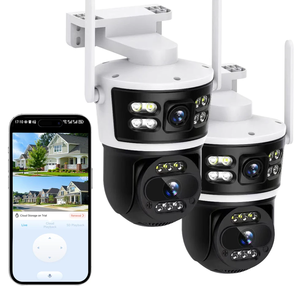 2Pcs Dual Lens WiFi Camera Smart Home Security PTZ IP Cameras 5MP Wireless Outdoor Dual Screens Auto Tracking Video Surveillance 2Pcs Dual Lens WiFi Camera Smart Home Security PTZ IP Cameras 5MP Wireless Outdoor Dual Screens Auto Tracking Video Surveillance
