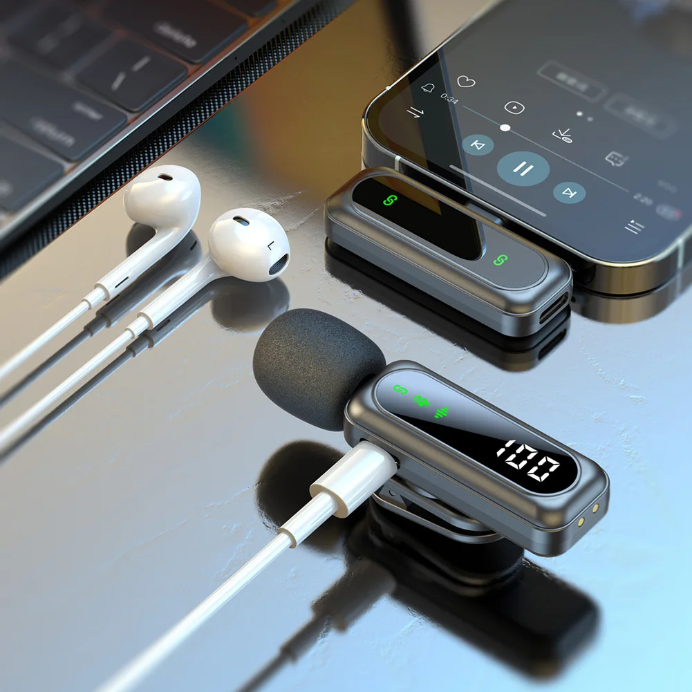 2 Pack Wireless Lavalier Microphone with Noise Cancellation Wireless Microphone Plug and Play Wireless Mic for IPhone/Android/PC 2 Pack Wireless Lavalier Microphone with Noise Cancellation Wireless Microphone Plug and Play Wireless Mic for IPhone/Android/PC