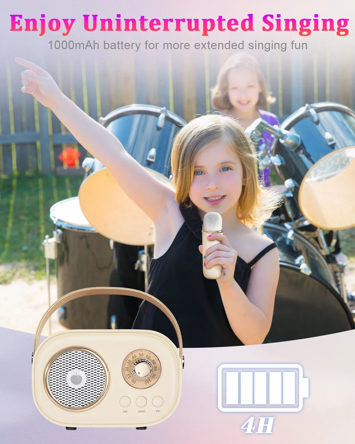 Mini Karaoke Machine for Kids&Adults,Portable Bluetooth Speaker with 2 Wireless Microphones and Stereo Sound Enhanced Bass,Gifts Mini Karaoke Machine for Kids&Adults,Portable Bluetooth Speaker with 2 Wireless Microphones and Stereo Sound Enhanced Bass,Gifts