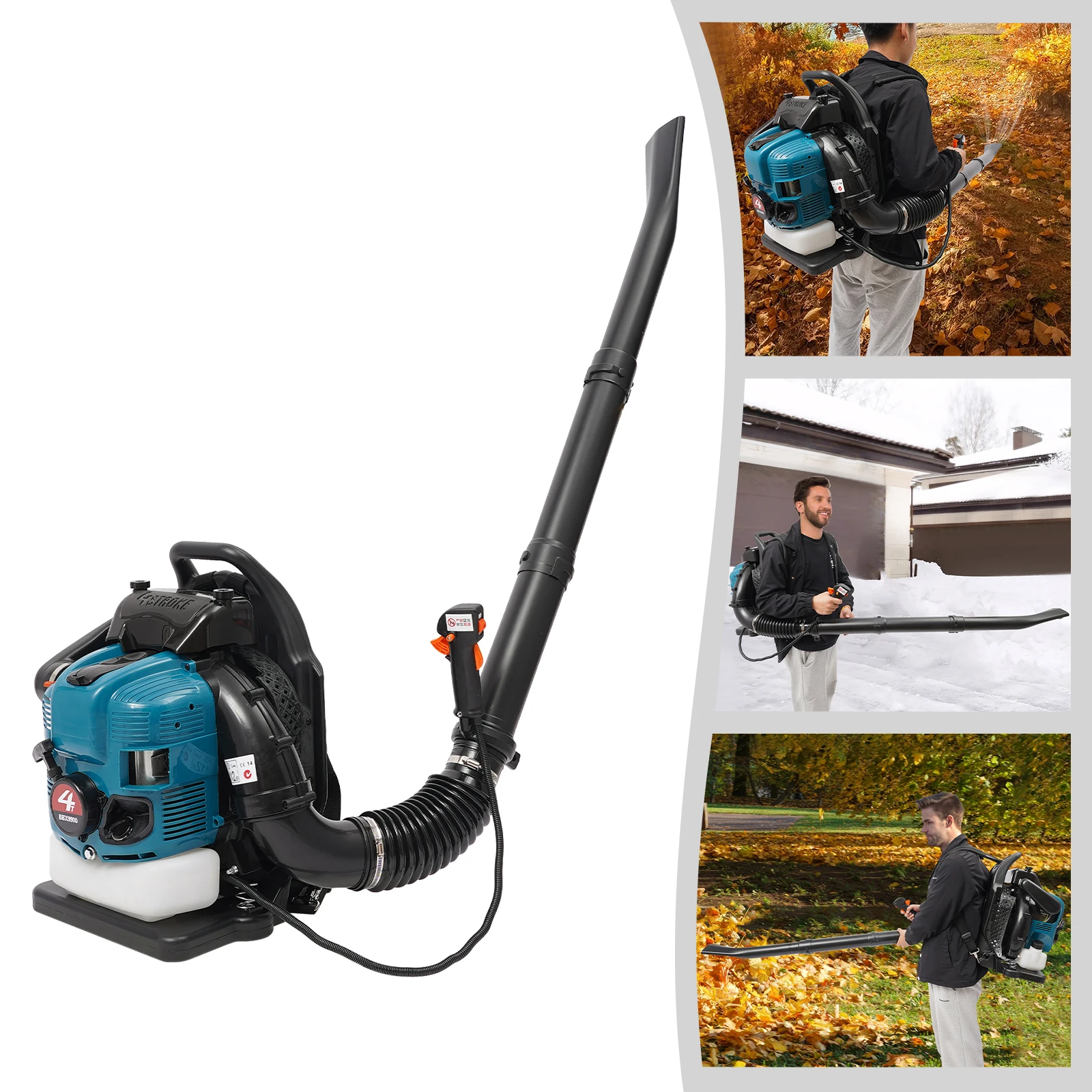 Backpack Leaf Blower, Powerful Blowing and Low Fuel Consumption Gas Powered Leaf Blower, Cordless 75.6cc Blower for Yard Backpack Leaf Blower, Powerful Blowing and Low Fuel Consumption Gas Powered Leaf Blower, Cordless 75.6cc Blower for Yard
