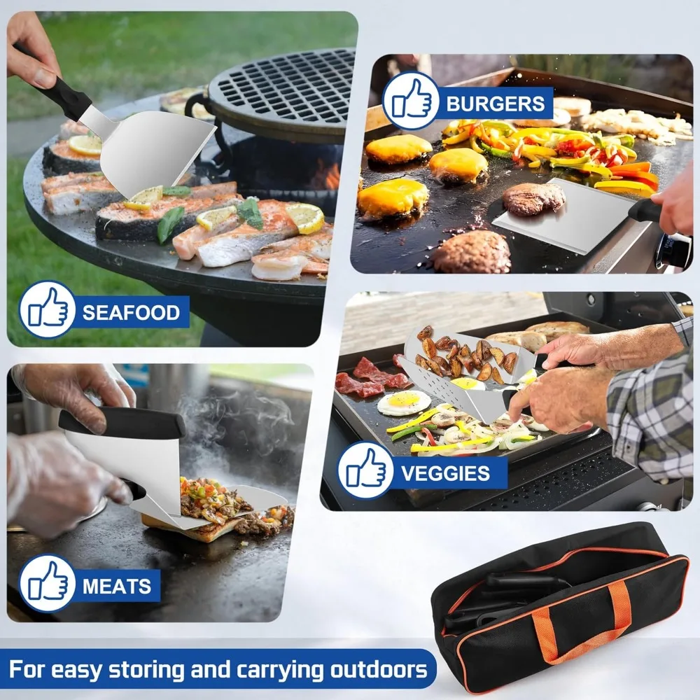 18PCS Griddle Accessories Kit, HaSteeL Stainless Steel Flat Top Grilling Tools Set with Enlarged Spatulas, Scraper Chopper, Melt 18PCS Griddle Accessories Kit, HaSteeL Stainless Steel Flat Top Grilling Tools Set with Enlarged Spatulas, Scraper Chopper, Melt