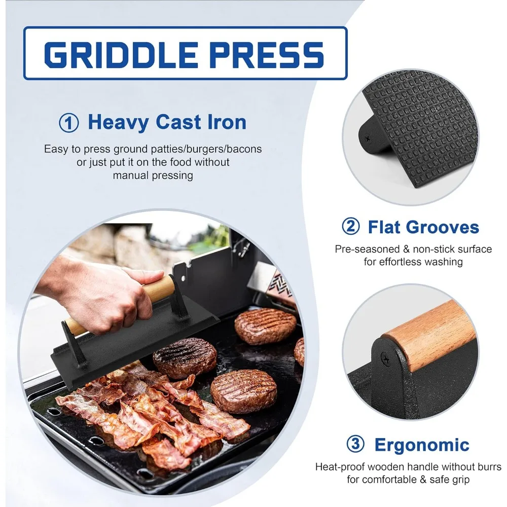 18PCS Griddle Accessories Kit, HaSteeL Stainless Steel Flat Top Grilling Tools Set with Enlarged Spatulas, Scraper Chopper, Melt 18PCS Griddle Accessories Kit, HaSteeL Stainless Steel Flat Top Grilling Tools Set with Enlarged Spatulas, Scraper Chopper, Melt