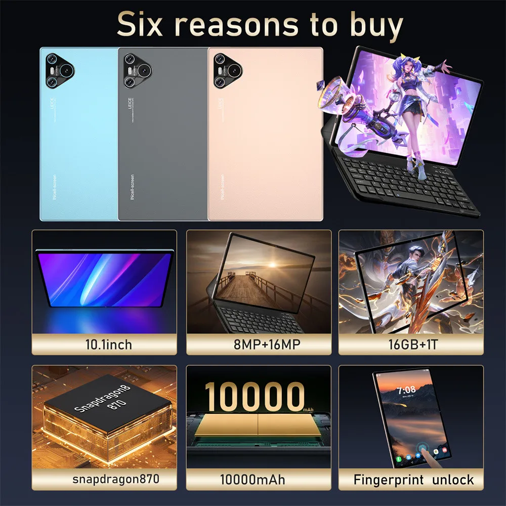 2025 Pad 16 Pro Tablet 10 inch Android 4K WIFI 10000mAh 16GB+1TB Tablets Dual SIM Snapdragon 870 Tablet PC For Children Kids Tab 2025 Pad 16 Pro Tablet 10 inch Android 4K WIFI 10000mAh 16GB+1TB Tablets Dual SIM Snapdragon 870 Tablet PC For Children Kids Tab
