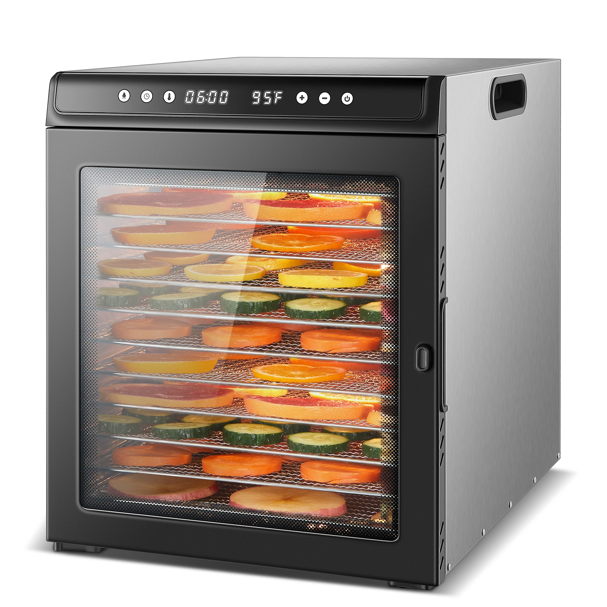 12-Tray 1300W Commercial Grade, 360° Even Drying for Jerky/Fruits, ETL Certified with 72H Timer&LED Display Food Dehydrator 12-Tray 1300W Commercial Grade, 360° Even Drying for Jerky/Fruits, ETL Certified with 72H Timer&LED Display Food Dehydrator