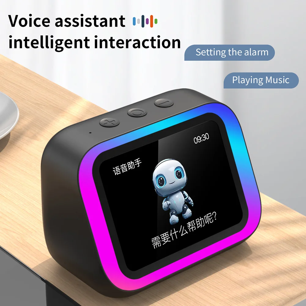 Smart Speaker Voice Assistant Portable BT Speaker Alarm Clock Home Speaker with RGB Lights for Home Smart Speaker Voice Assistant Portable BT Speaker Alarm Clock Home Speaker with RGB Lights for Home