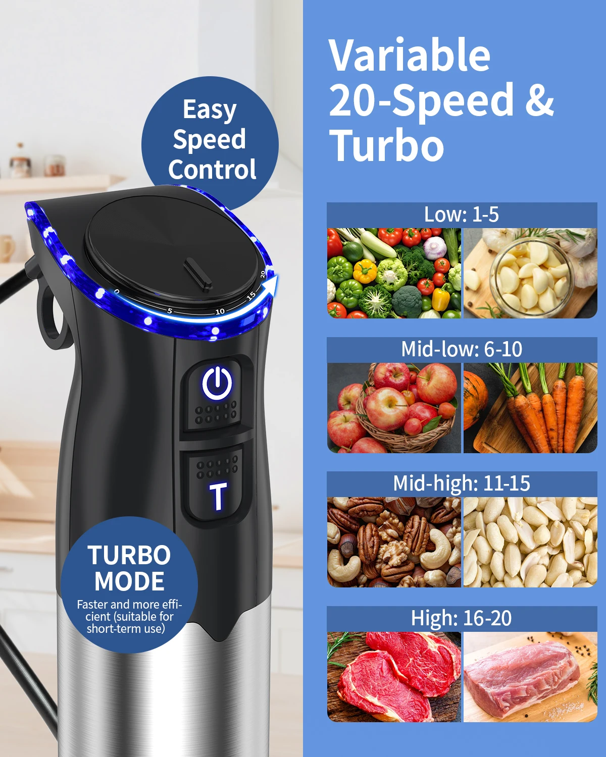 1000W Electric Immersion Handheld Blender, 5 in 1 Kitchen Hand Blender for soups, smoothies, purees and baby food. 1000W Electric Immersion Handheld Blender, 5 in 1 Kitchen Hand Blender for soups, smoothies, purees and baby food.