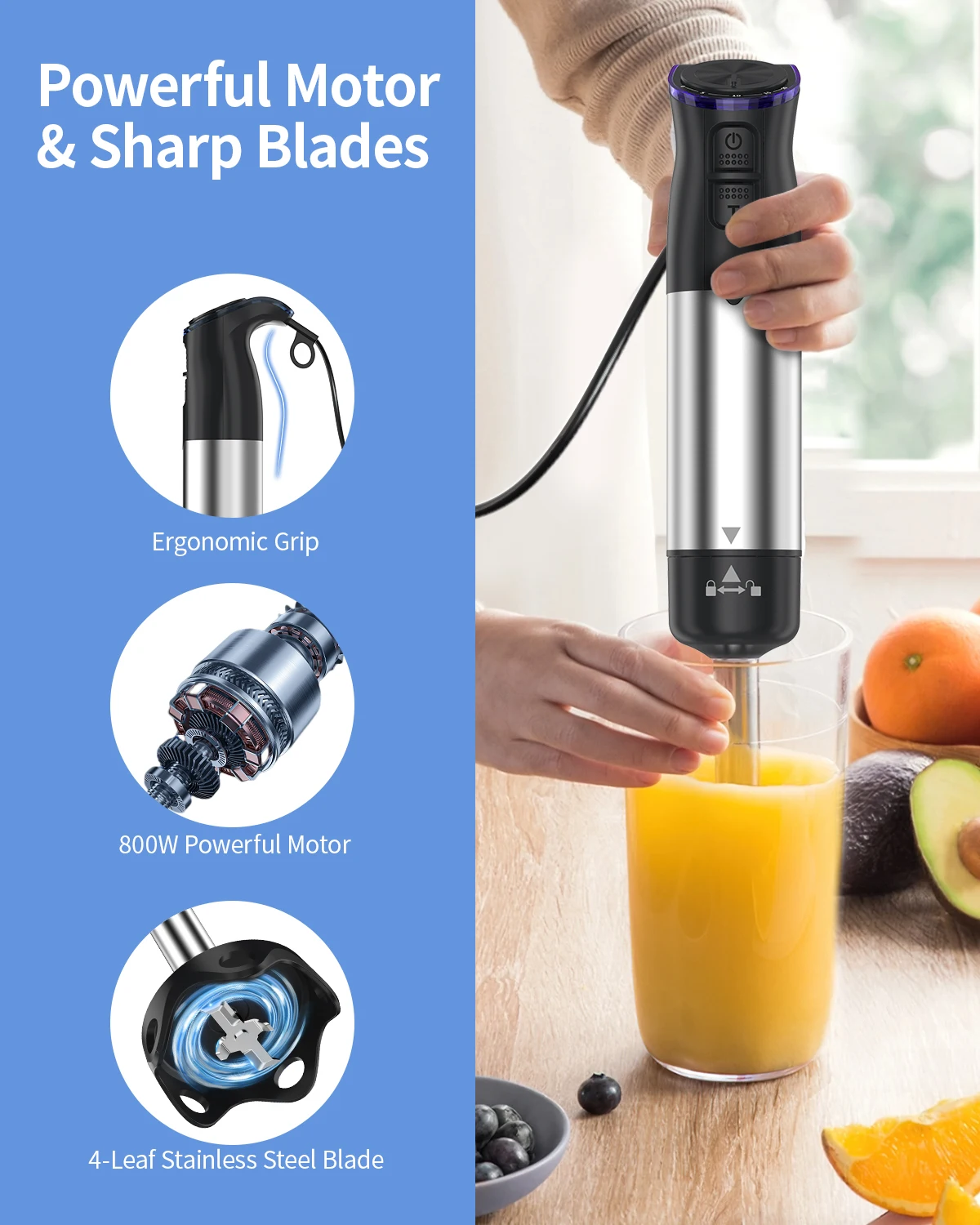 1000W Electric Immersion Handheld Blender, 5 in 1 Kitchen Hand Blender for soups, smoothies, purees and baby food. 1000W Electric Immersion Handheld Blender, 5 in 1 Kitchen Hand Blender for soups, smoothies, purees and baby food.