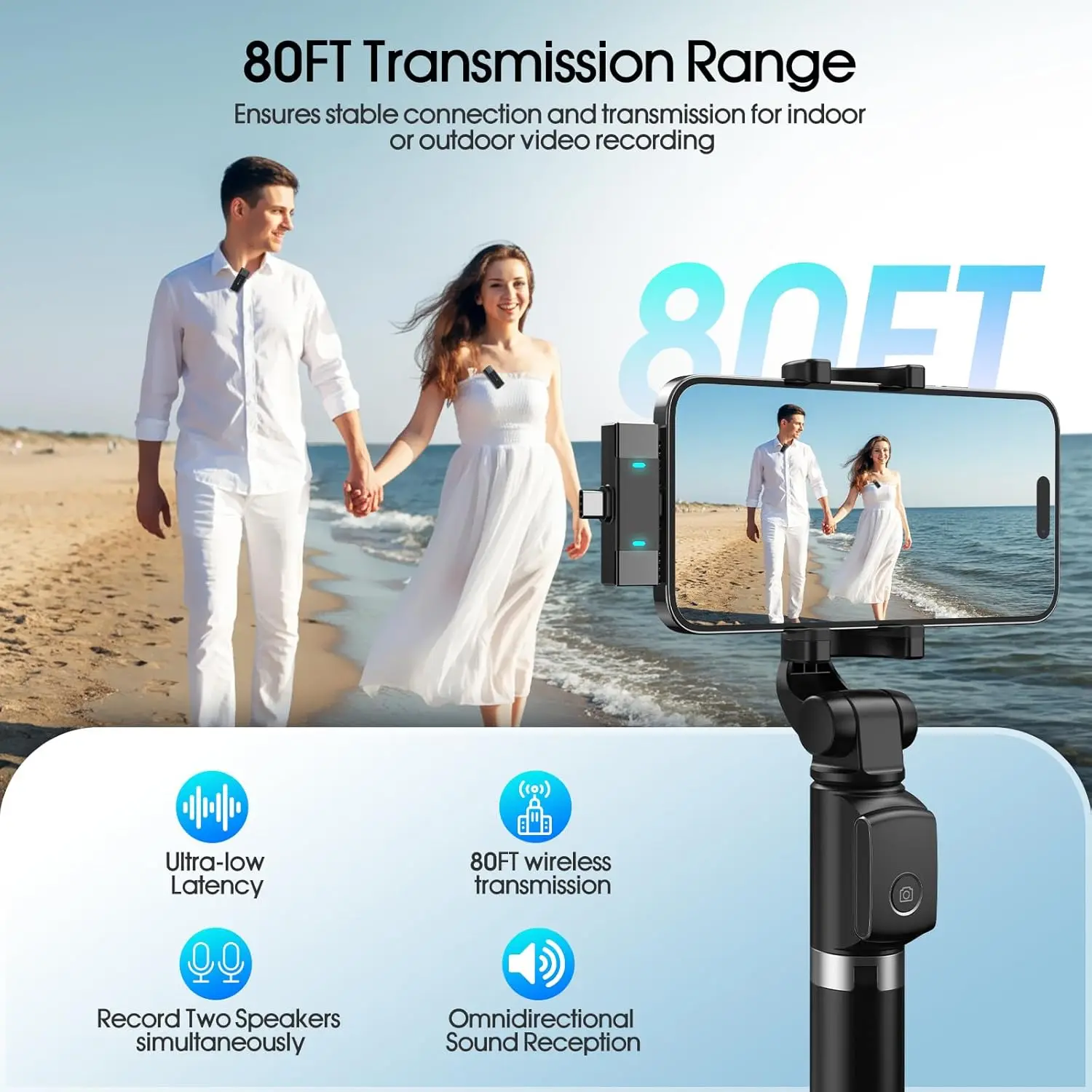 2 Pack Wireless Lavalier Mic for iPhone iPad Android, Noise-Canceling Mini Clip-On Mic with Charging Case, 7H Battery, Ideal 2 Pack Wireless Lavalier Mic for iPhone iPad Android, Noise-Canceling Mini Clip-On Mic with Charging Case, 7H Battery, Ideal