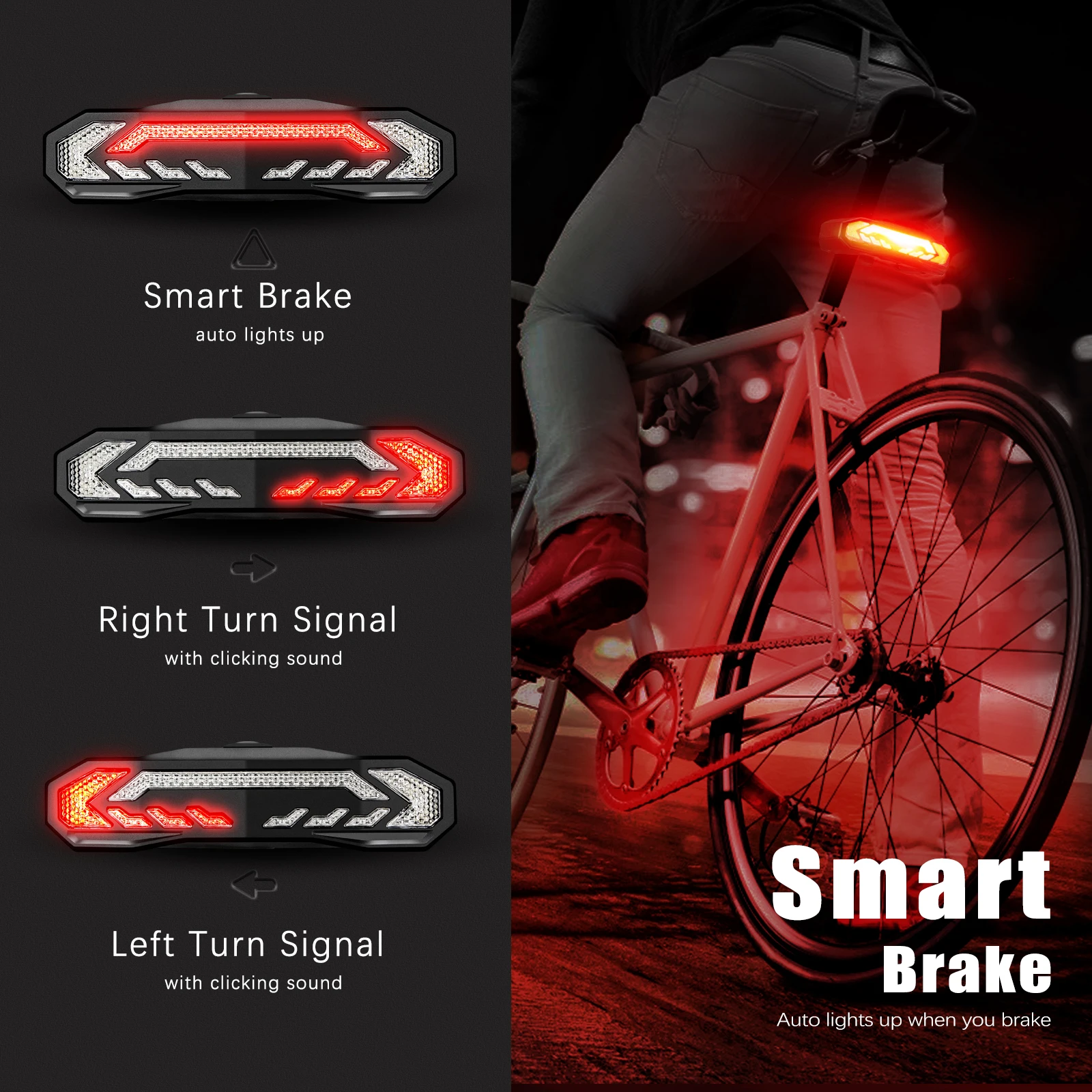 Elecpow Smart Bike Taillight Bike Anti Theft Alarm Horn With Remote Rechargeable Waterproof Bicycle Rear Lamp With Turn Signals Elecpow Smart Bike Taillight Bike Anti Theft Alarm Horn With Remote Rechargeable Waterproof Bicycle Rear Lamp With Turn Signals