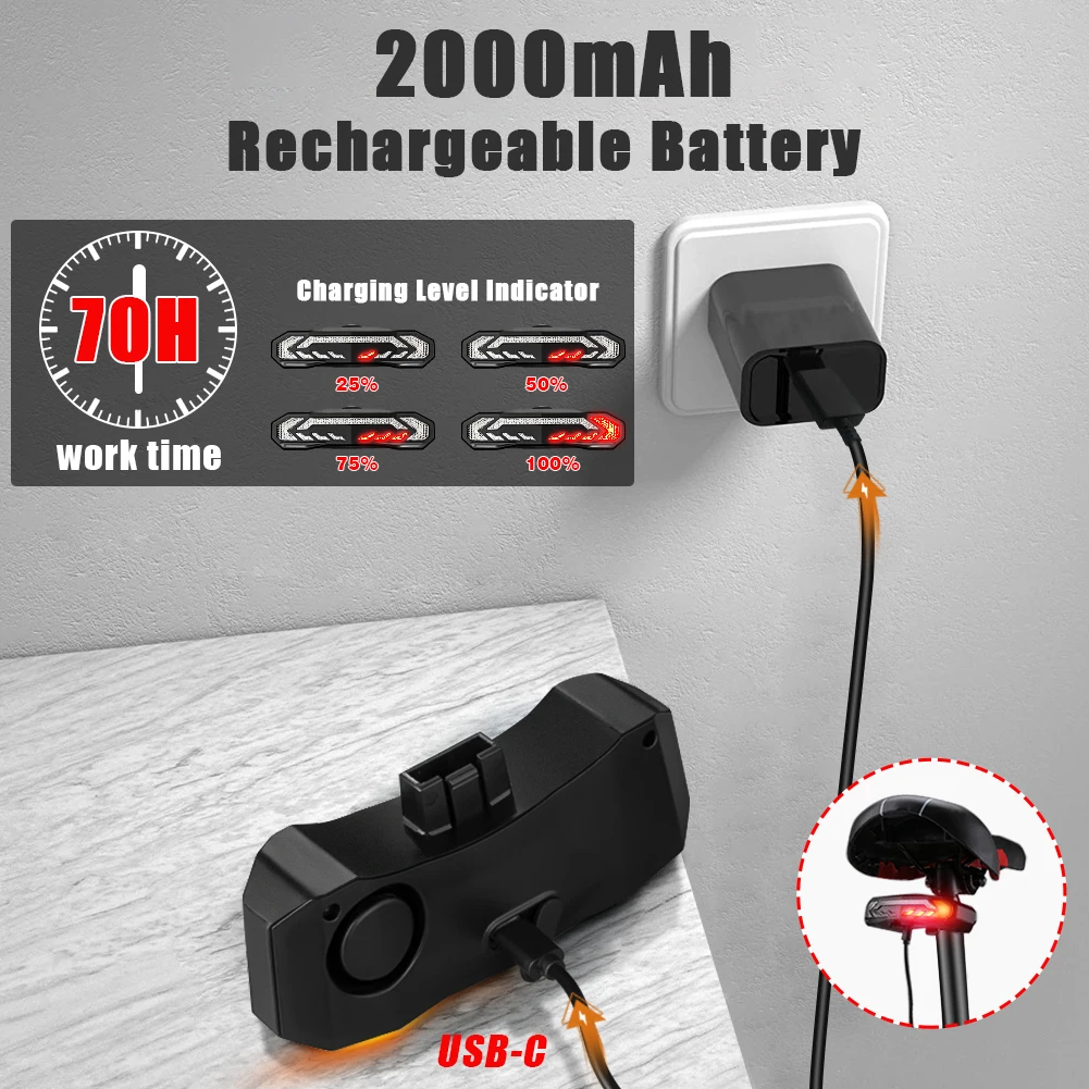 Elecpow Smart Bike Taillight Bike Anti Theft Alarm Horn With Remote Rechargeable Waterproof Bicycle Rear Lamp With Turn Signals Elecpow Smart Bike Taillight Bike Anti Theft Alarm Horn With Remote Rechargeable Waterproof Bicycle Rear Lamp With Turn Signals