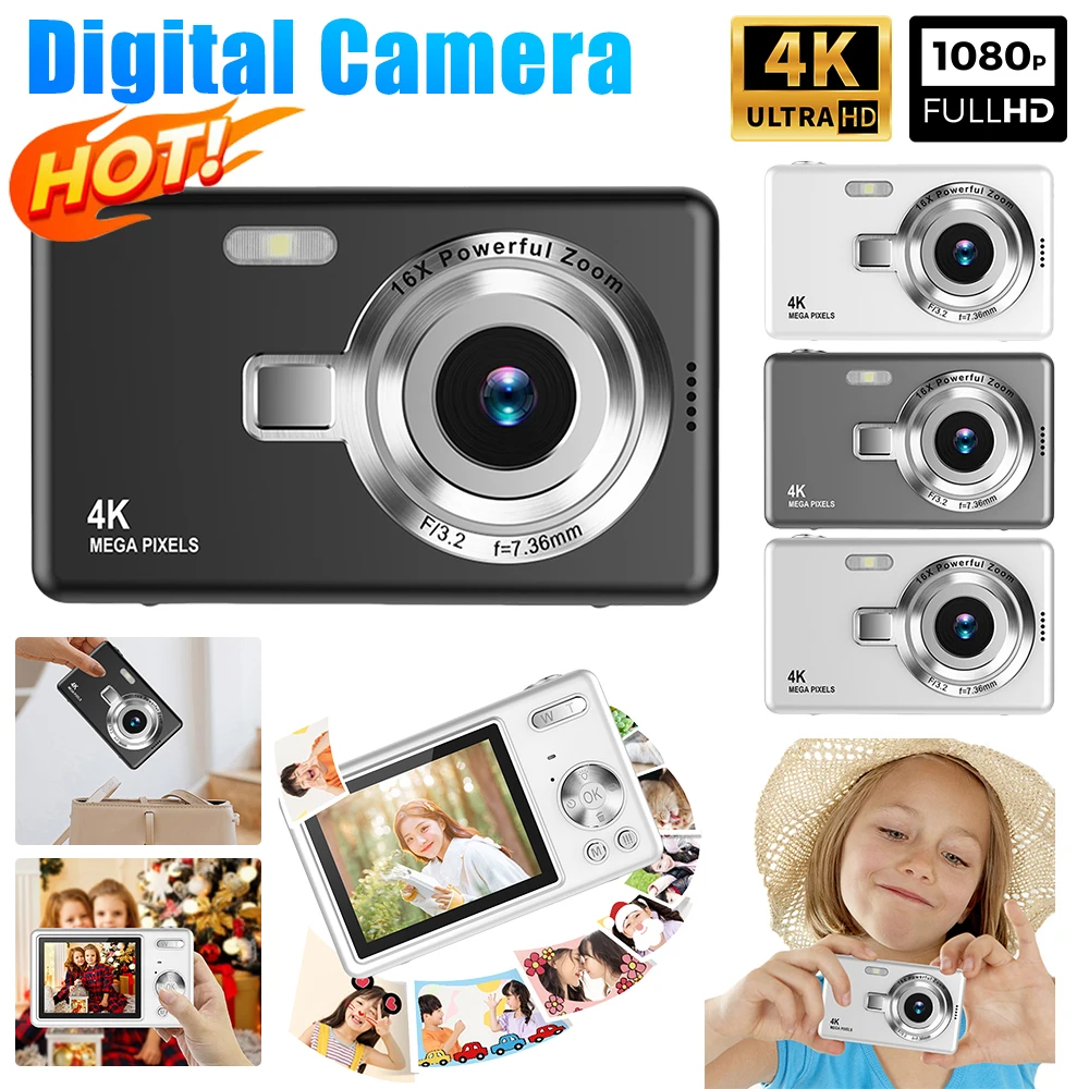 4K HD 1080P Digital Camera 96MP Portable Vlogging Camera 16X Zoom Camcorder Camera 2.4 Inch IPS Screen for Photography and Video 4K HD 1080P Digital Camera 96MP Portable Vlogging Camera 16X Zoom Camcorder Camera 2.4 Inch IPS Screen for Photography and Video