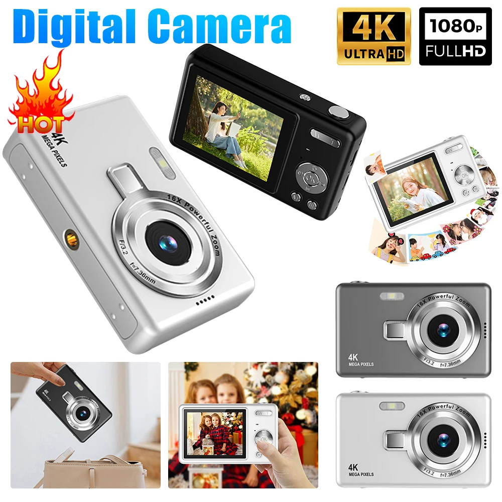 4K HD 1080P Digital Camera 96MP Portable Vlogging Camera 16X Zoom Camcorder Camera 2.4 Inch IPS Screen for Photography and Video 4K HD 1080P Digital Camera 96MP Portable Vlogging Camera 16X Zoom Camcorder Camera 2.4 Inch IPS Screen for Photography and Video