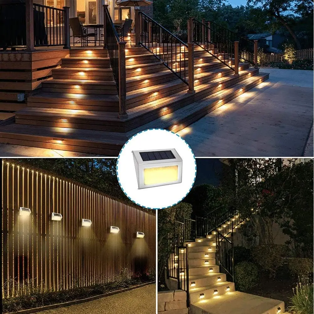 Lightess Solar Lights for Steps Deck Solar Stair Light Outdoor Waterproof Stainless Steel LED Fence Light for Garden Pathway Lightess Solar Lights for Steps Deck Solar Stair Light Outdoor Waterproof Stainless Steel LED Fence Light for Garden Pathway