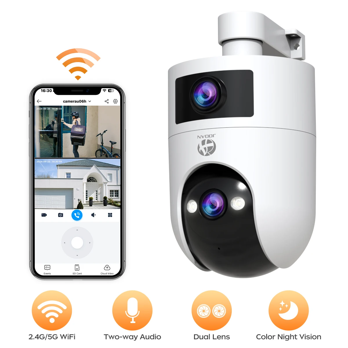 JOOAN 4K 6MP HD PTZ Camera Outdoor Dual Lens Dual Screen AI Tracking 5G WIFI IP Camera Security CCTV Video Surveillance Cameras JOOAN 4K 6MP HD PTZ Camera Outdoor Dual Lens Dual Screen AI Tracking 5G WIFI IP Camera Security CCTV Video Surveillance Cameras