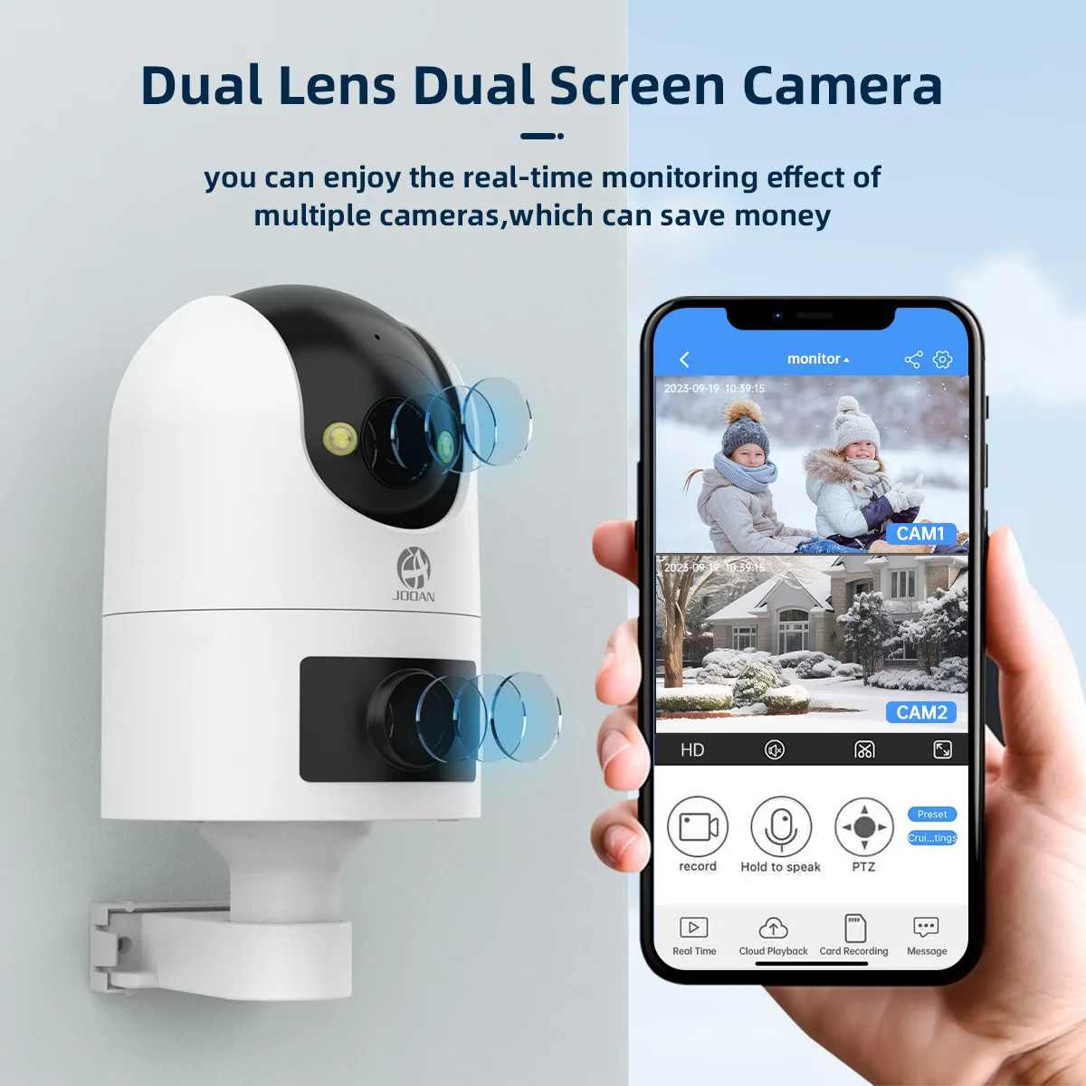 JOOAN 4K 6MP HD PTZ Camera Outdoor Dual Lens Dual Screen AI Tracking 5G WIFI IP Camera Security CCTV Video Surveillance Cameras JOOAN 4K 6MP HD PTZ Camera Outdoor Dual Lens Dual Screen AI Tracking 5G WIFI IP Camera Security CCTV Video Surveillance Cameras