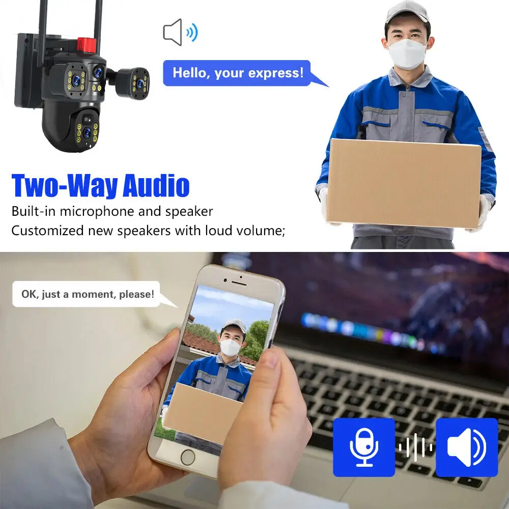 6MP 2.4G WIFI Security Camera HD Outdoor Surveillance Camera 360 Degree Auto Tracking Night Vision Dual Lens Voice Intercom 6MP 2.4G WIFI Security Camera HD Outdoor Surveillance Camera 360 Degree Auto Tracking Night Vision Dual Lens Voice Intercom