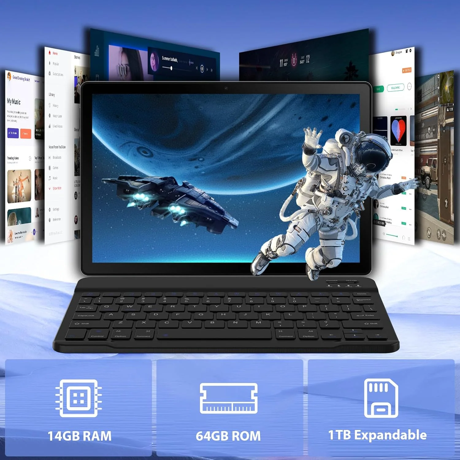 BESTSKI 11 inch Tablet Android 14 Octa-Core, 14GB RAM+64GB ROM (TF 1TB), 8200mAh, Widevine L1, WiFi 6, 8 in 1 Tablet with Set BESTSKI 11 inch Tablet Android 14 Octa-Core, 14GB RAM+64GB ROM (TF 1TB), 8200mAh, Widevine L1, WiFi 6, 8 in 1 Tablet with Set