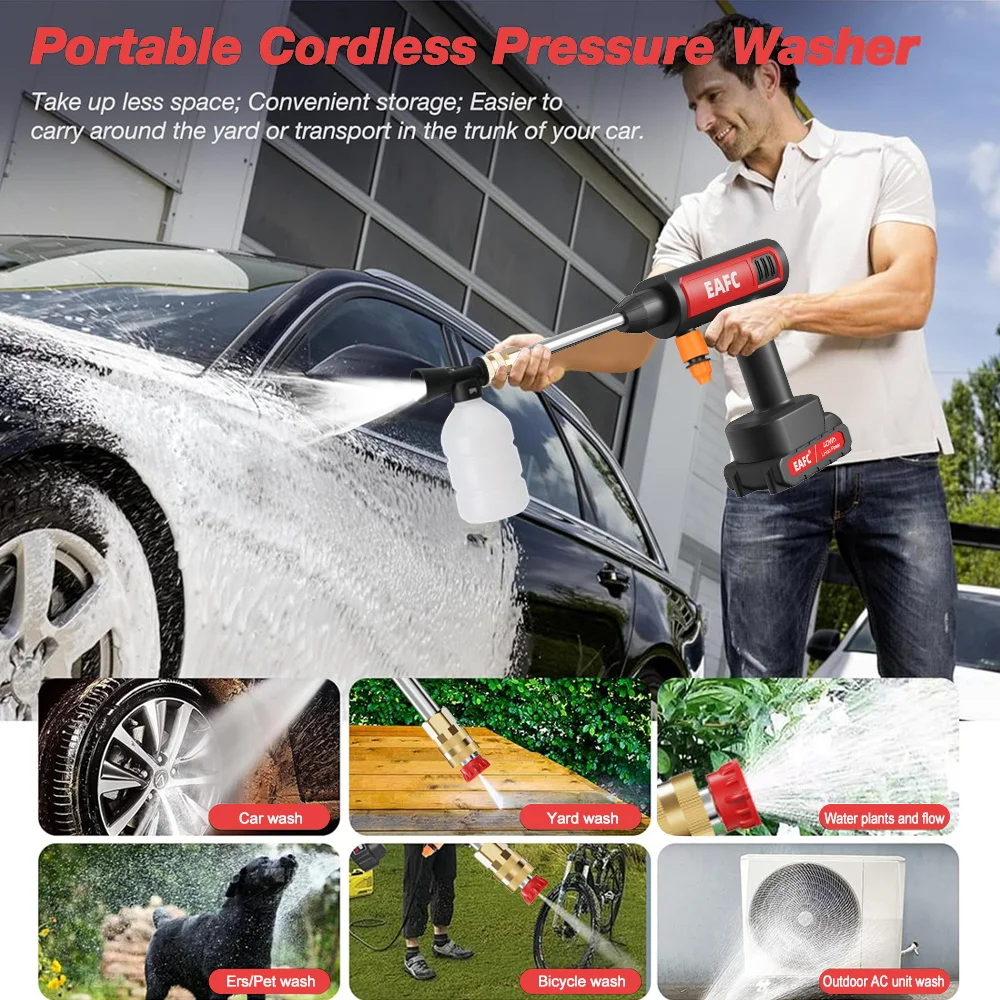 500W Portable High Pressure Car Washer Rechargeable Car Washing Gun Electric Water Gun Foam Machine for 21V Makita Battery 500W Portable High Pressure Car Washer Rechargeable Car Washing Gun Electric Water Gun Foam Machine for 21V Makita Battery